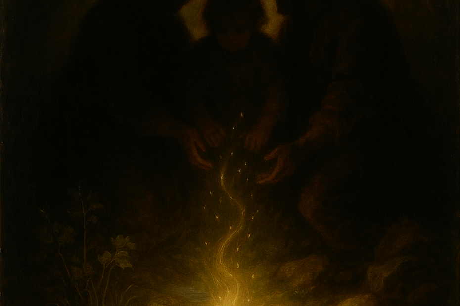 This image evokes the moment the Life Spell is cast, creating existence from the void.