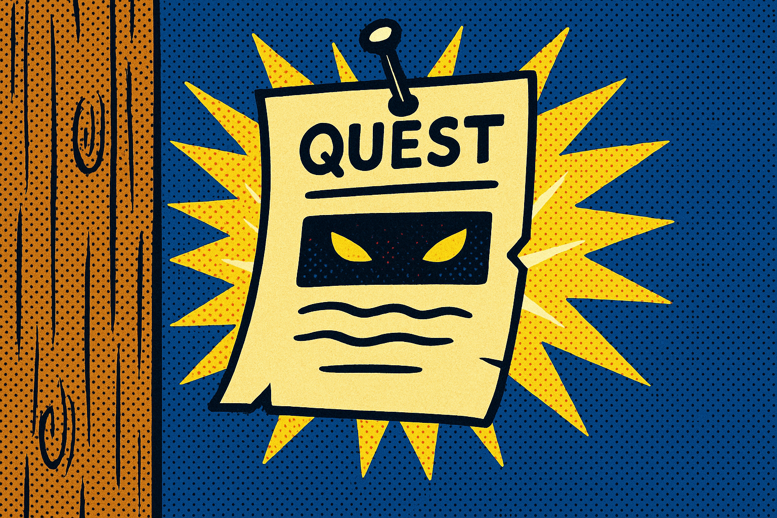 Quest note pinned to a board